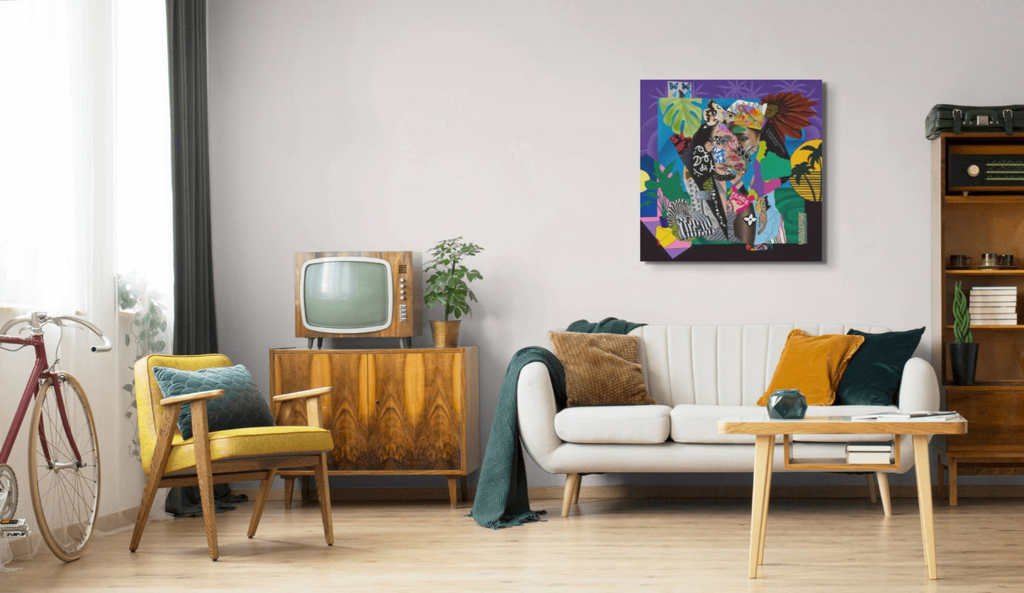In Peace & Balance – Collage Portrait – Original Acrylic Painting – Vanity Pop Series – Wall Decor by Vakseen