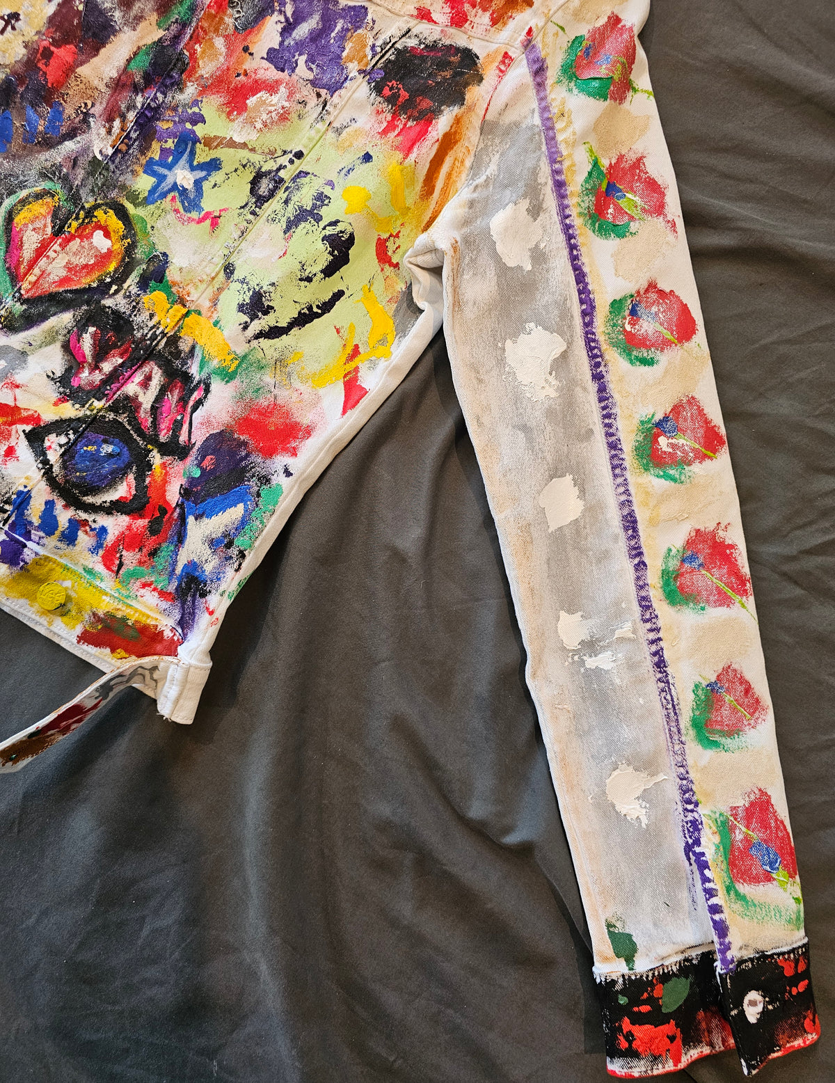 Heart in the Paint 2 Jacket - Original 1/1 Unisex Jacket - Custom Art Shirt & Apparel - Vakseen Art