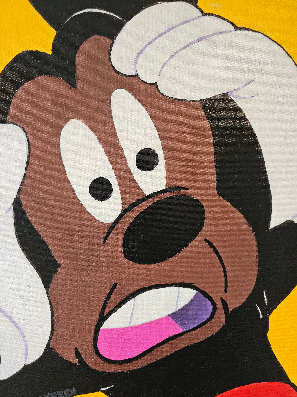Gee GOSH!! - FOBP - Black Mickey Mouse portrait art - art - Limited Edition Hand-Embellished Canvas Art - Vakseen Art