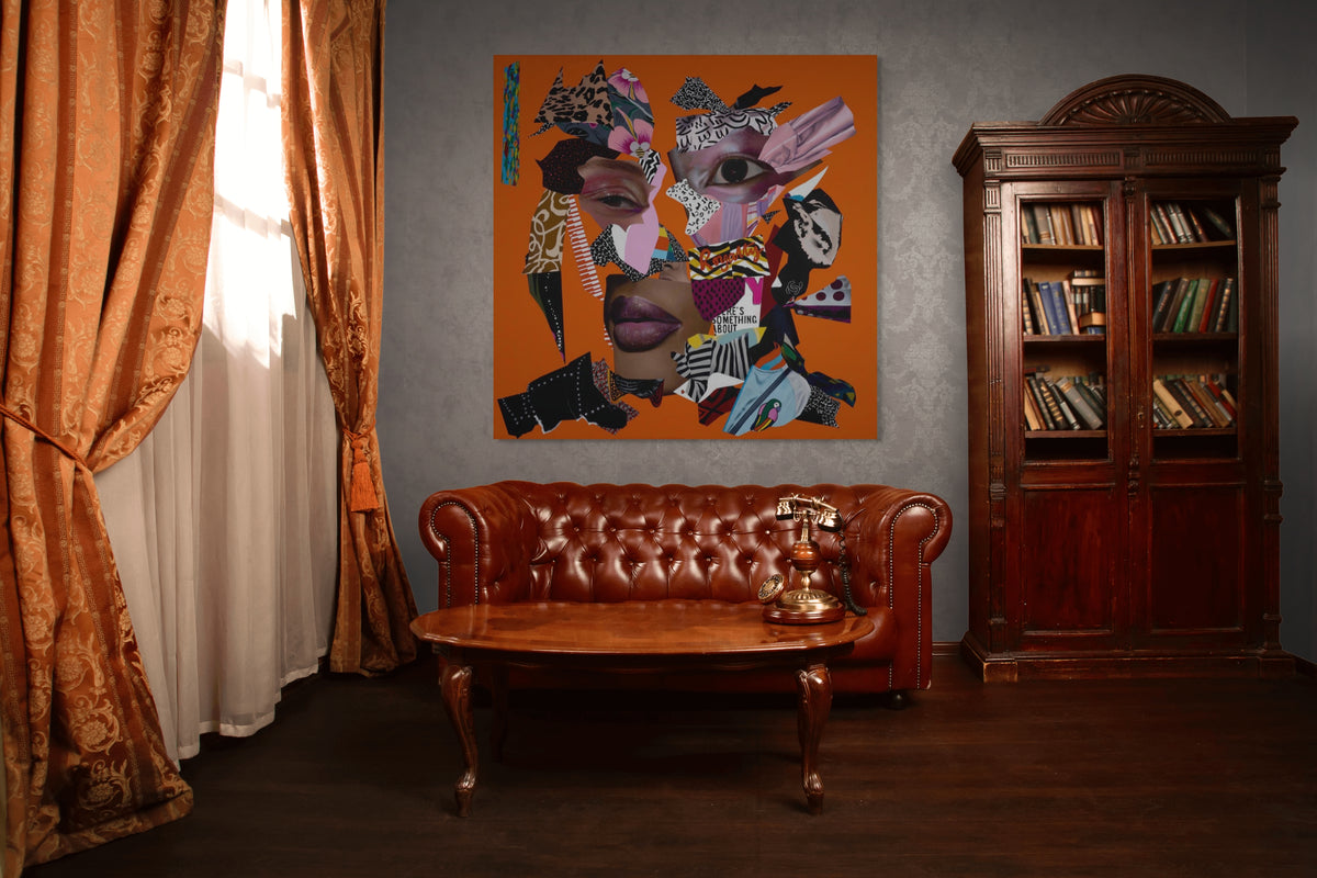 She Dreams - Collage Portrait – Original Acrylic Painting – Vanity Pop Series – Wall Decor by Vakseen