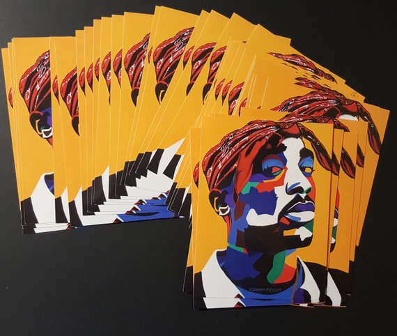 Chang3d Man - 2Pac portrait art - Custom Art Stickers for Laptops & Wall Decor - Vakseen Art