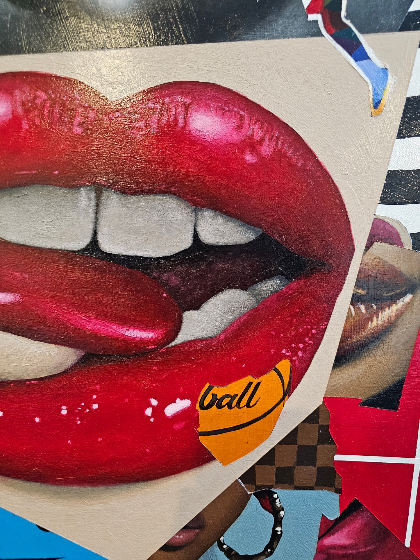 Heart in the Paint – Collage Portrait – Original Acrylic Painting – Vanity Pop Series – Wall Decor by Vakseen