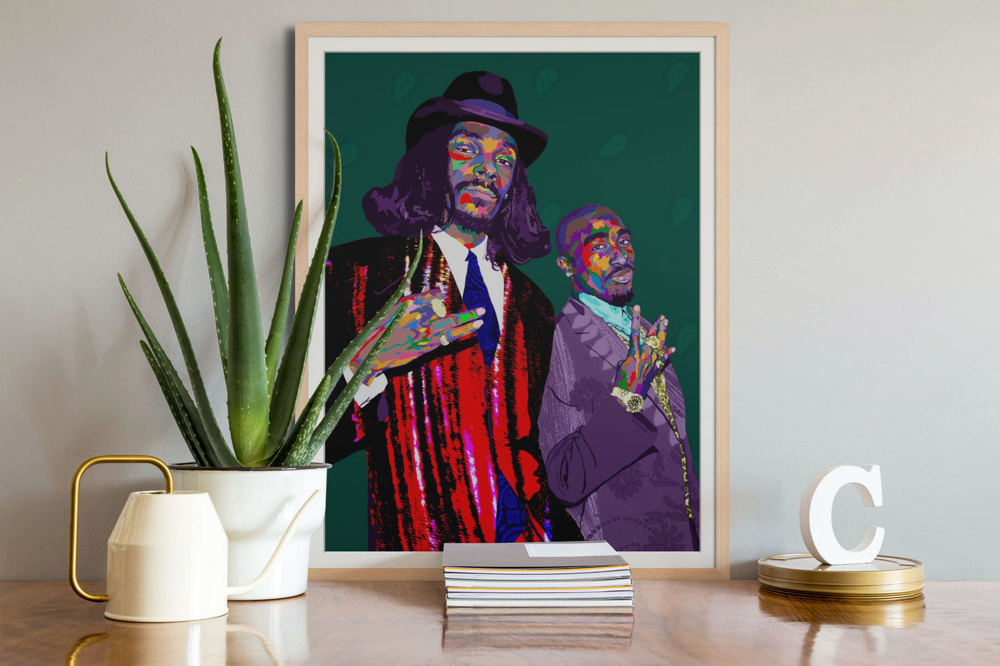 Amerikaz Most Wanted - Snoop Dogg and 2Pac Portrait - Limited Edition Giclee Art Print & Wall Decor - Vakseen Art
