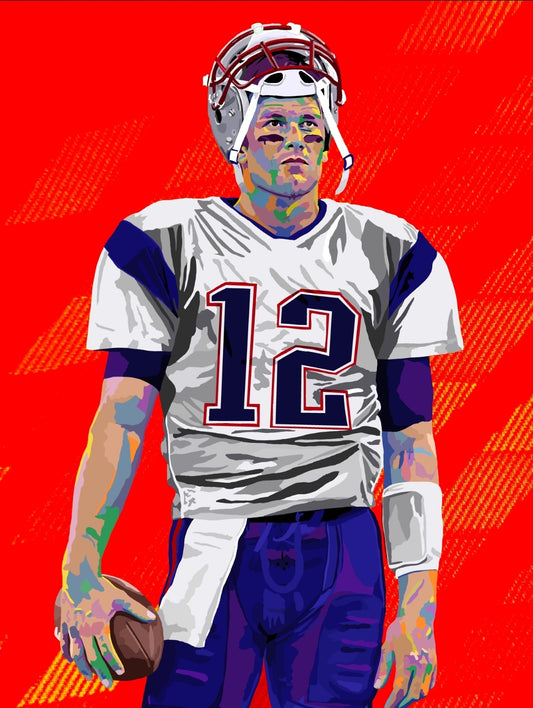 Last Dance - Tom Brady inspired Portrait - Limited Edition Giclee Art Print & Wall Decor - Vakseen Art