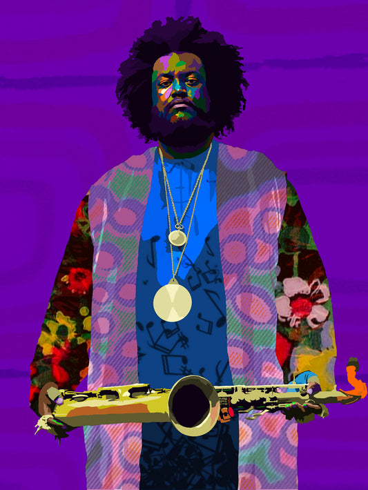 Kamasi - Kamasi Washington inspired Portrait - Limited Edition Giclee Art Print & Wall Decor - Vakseen Art