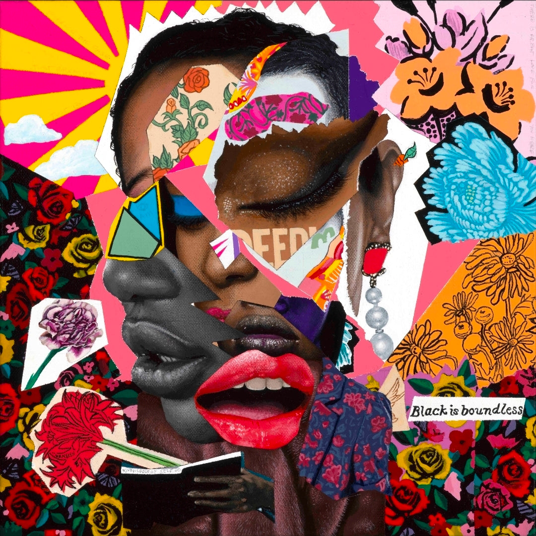 Rediscovering Myself – Collage Portrait – Original Acrylic Painting – Vanity Pop Series – Wall Decor by Vakseen