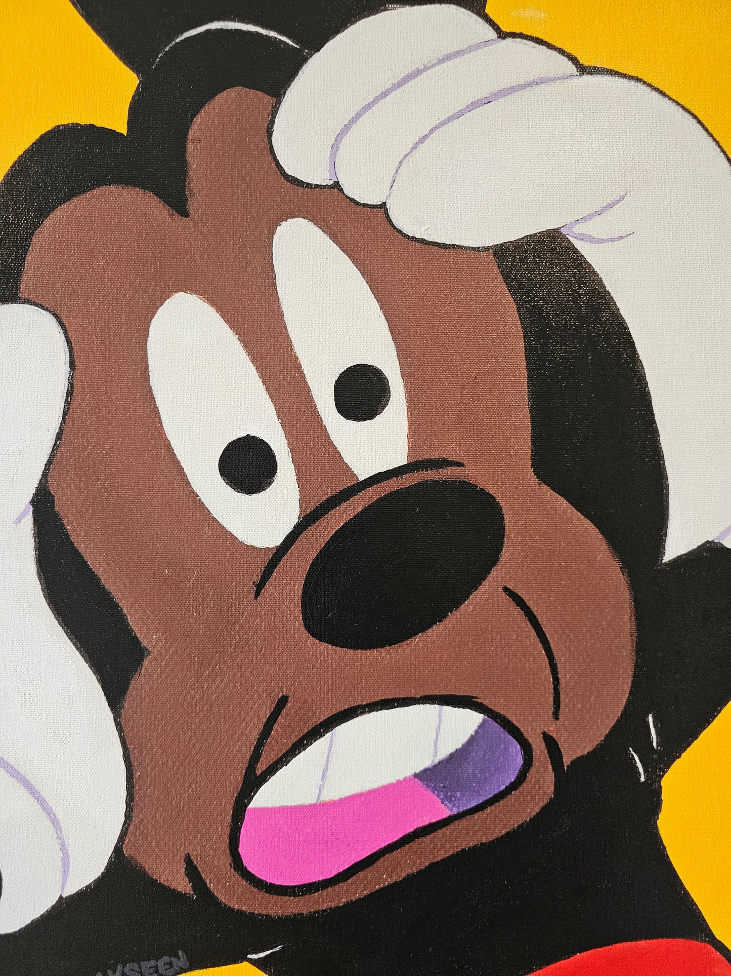 Gee GOSH!! - FOBP - Black Mickey Mouse portrait art - art - Limited Edition Hand-Embellished Canvas Art - Vakseen Art
