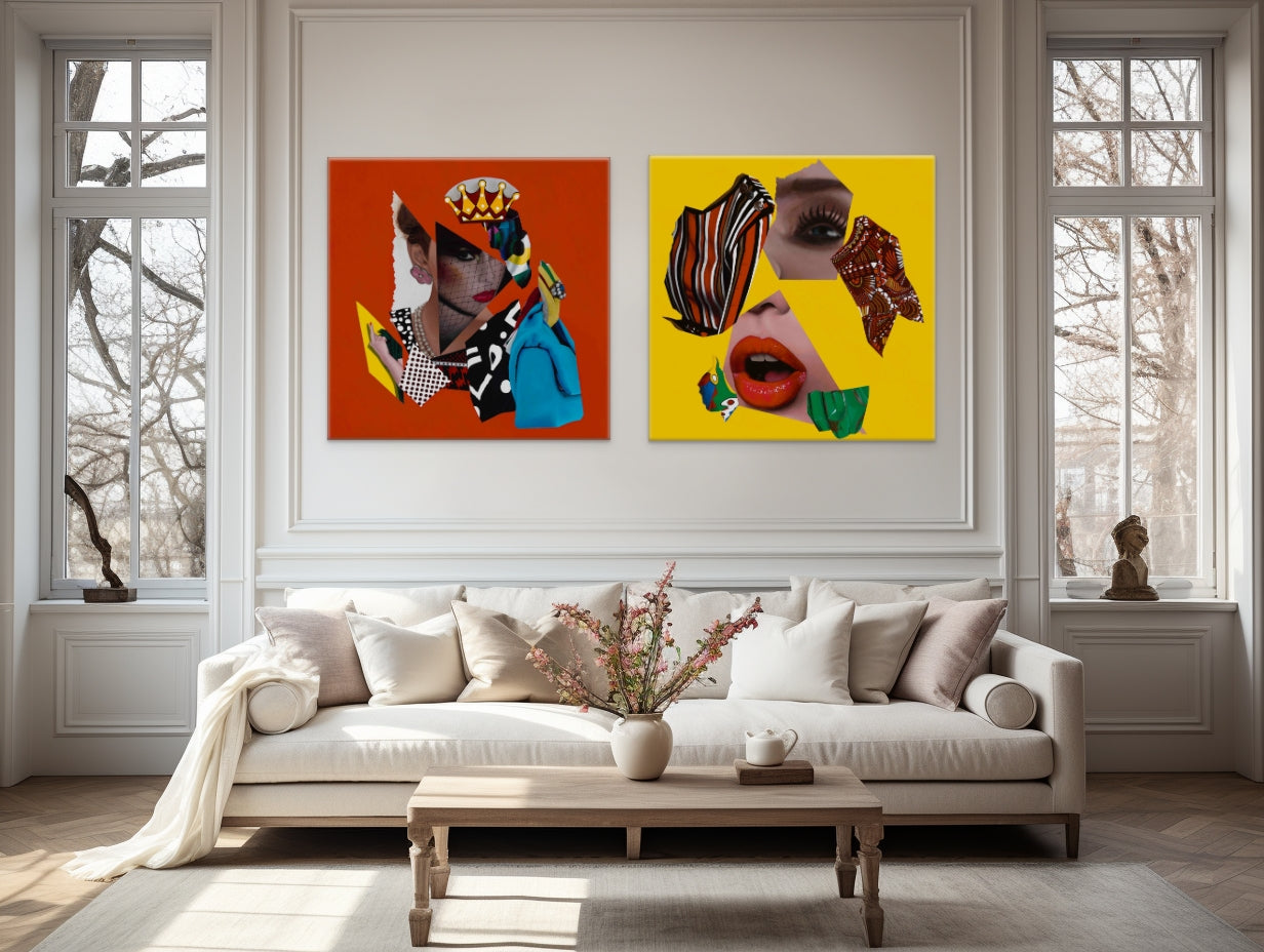 Losing Myself - Collage Portrait – Original Acrylic Painting – Vanity Pop Series – Wall Decor by Vakseen