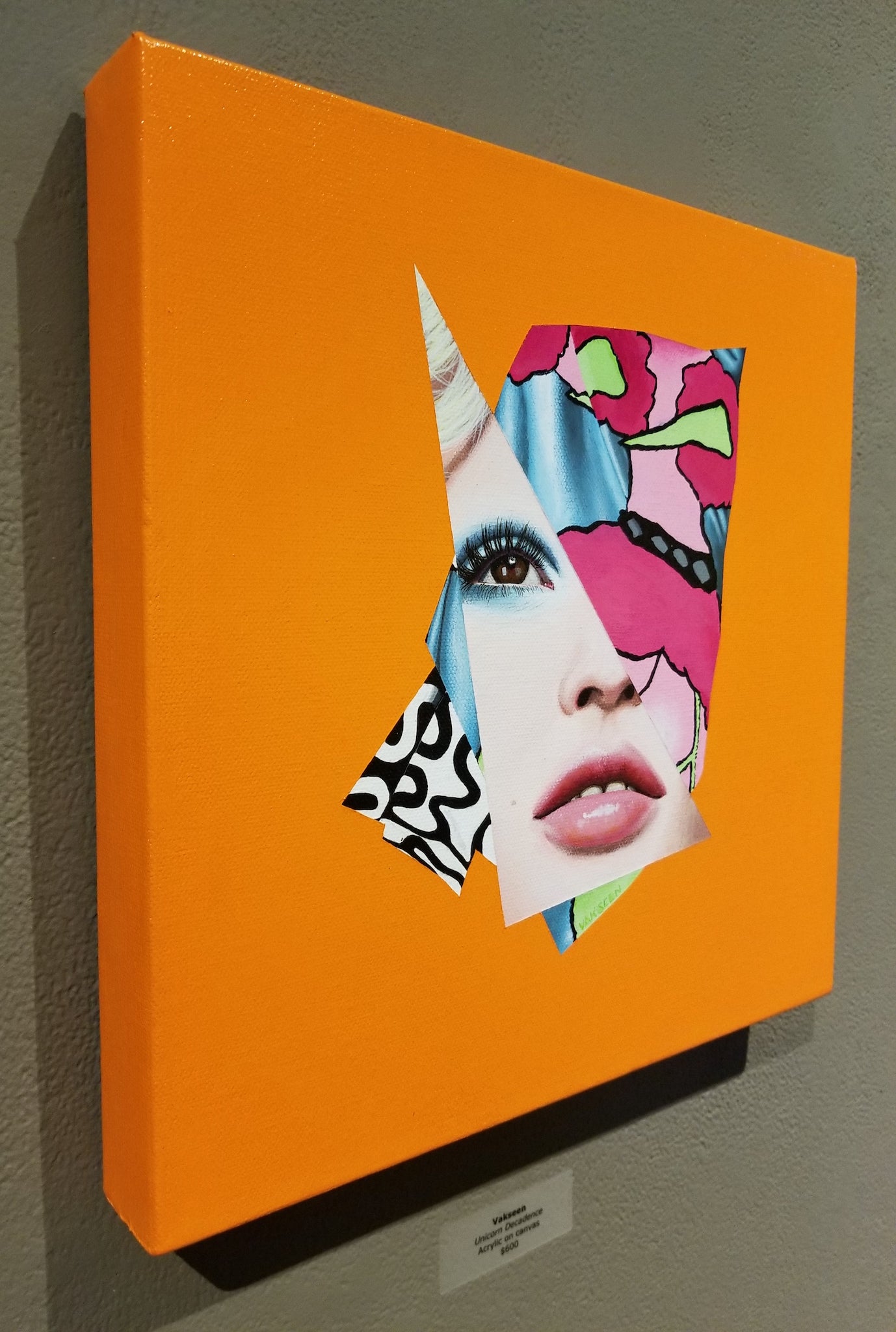 Abstract portrait Art - Vanity Pop - Collage Portrait - Original Acrylic Painting & Wall Decor - Vakseen Art