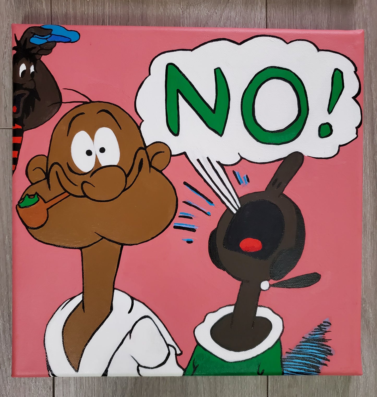 Black Popeye portrait art - Original Acrylic Painting - Vakseen Art