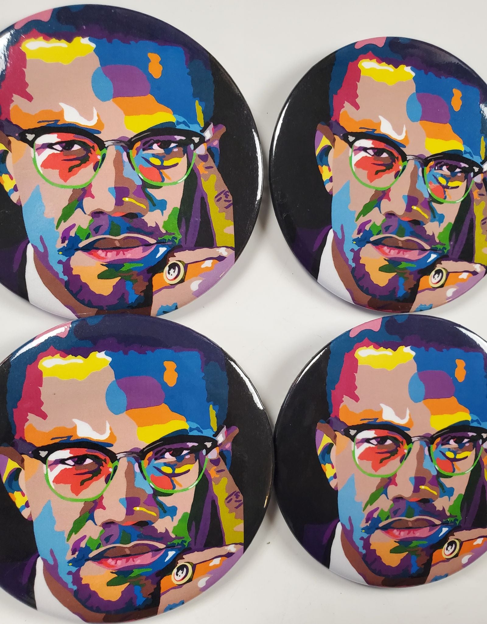 By Any Means - Malcolm X - 3" buttons - Custom Pop Art Buttons for Fashion Apparel