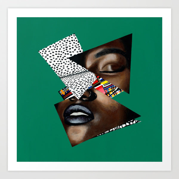 Gold Lives Inside You - Abstract portrait Art - Vanity Pop - Collage Portrait - Limited Edition Giclee Art Print - Vakseen Art