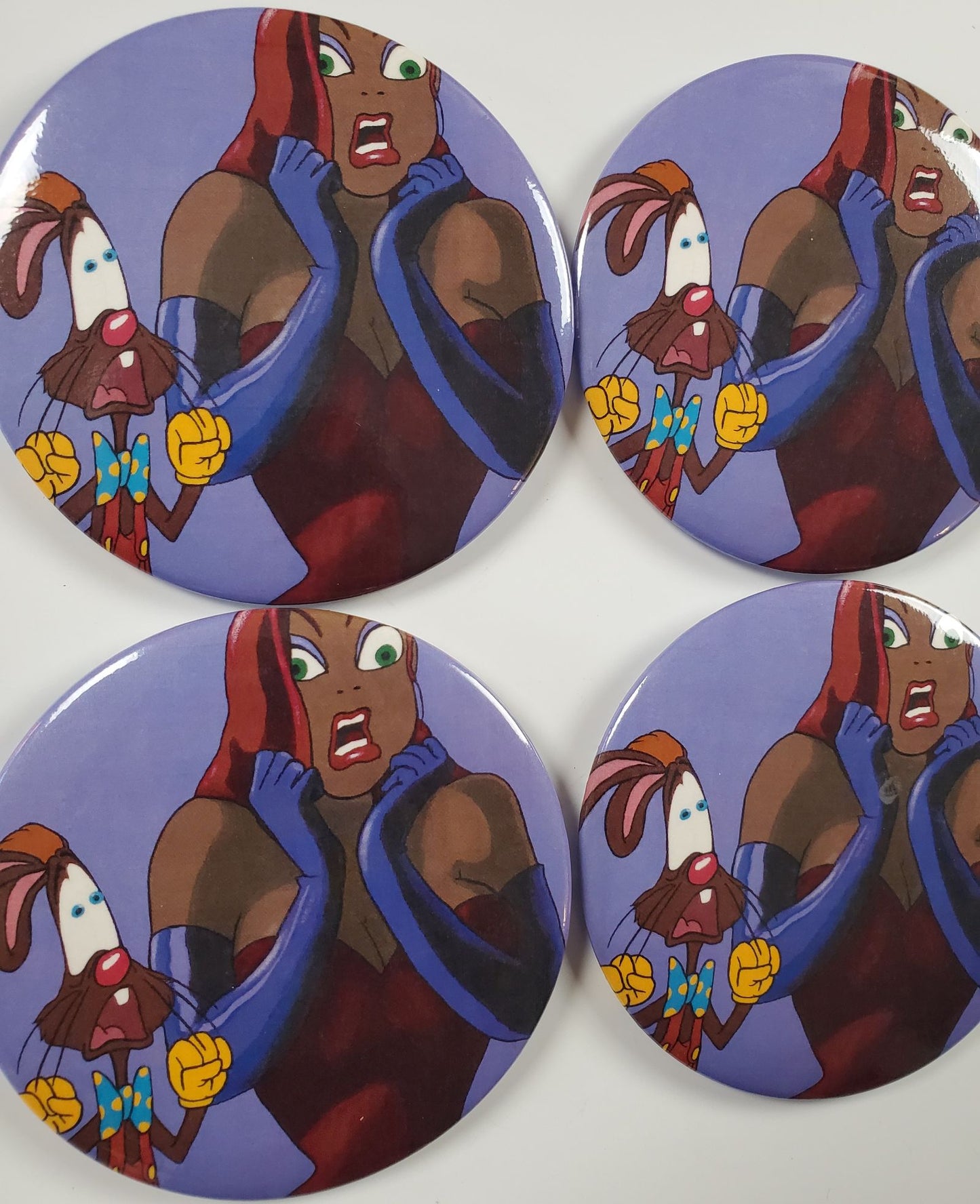 P-P-Please! - Roger & Jessica Rabbit - FOBP 3" buttons - Custom Pop Art Buttons for Fashion Apparel