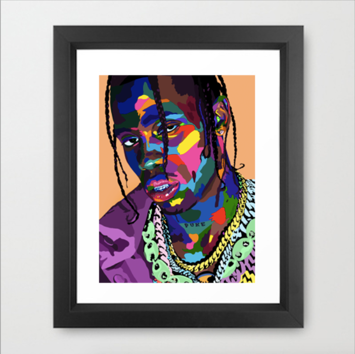 La Flame - Travis Scott Portrait - Limited Edition Giclee Art Print & Wall Decor - Vakseen Art