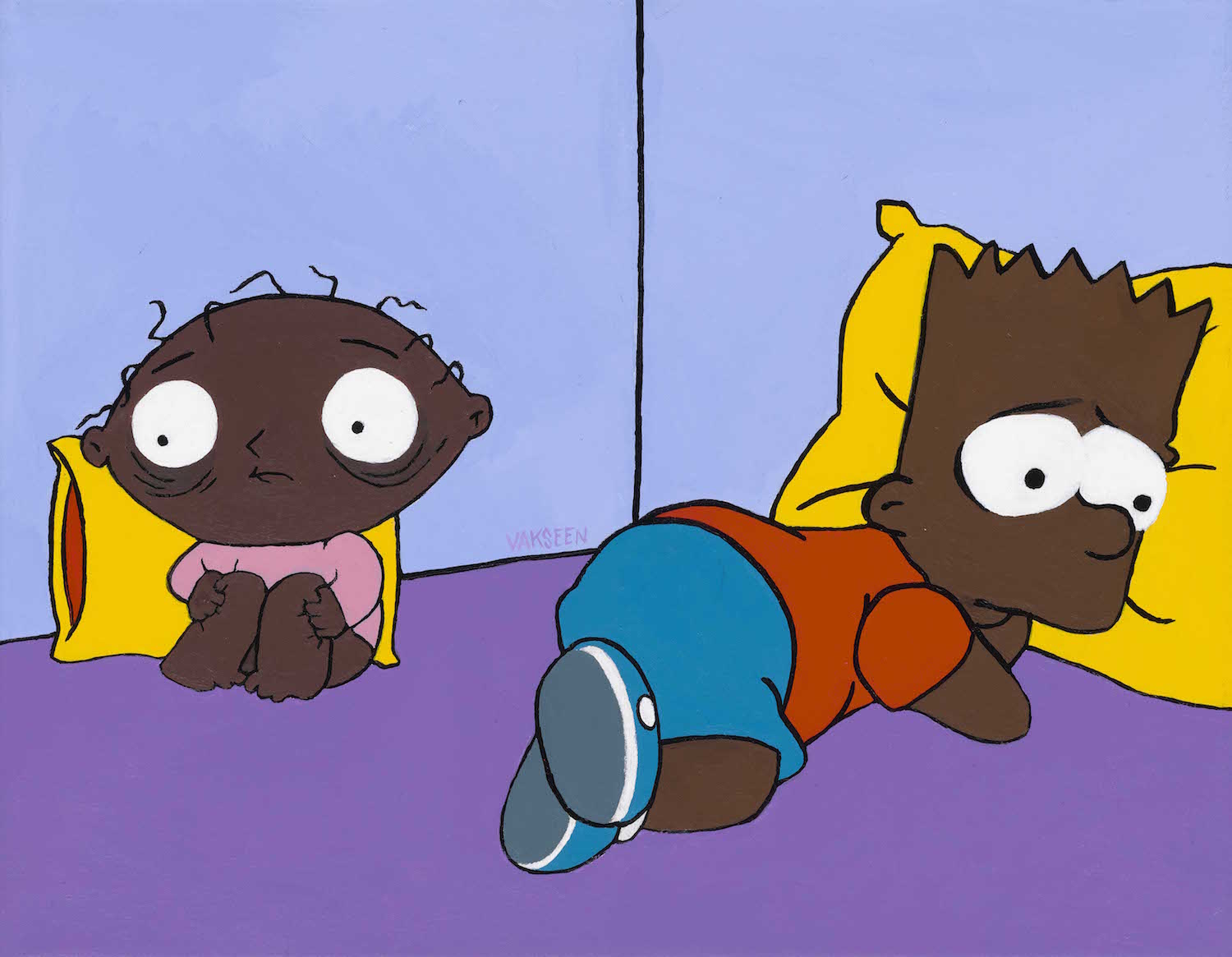 Aw, Maaan! - FOBP - Black Bart & Stewie portrait art - Original Acrylic Painting & Wall Decor - Vakseen Art