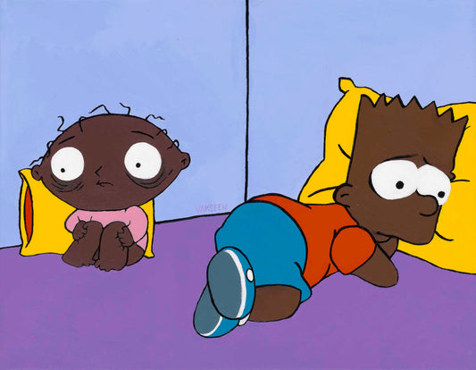 Black Bart & Stewie Griffin portrait art - Limited Edition Giclee Art Prints - Vakseen Art