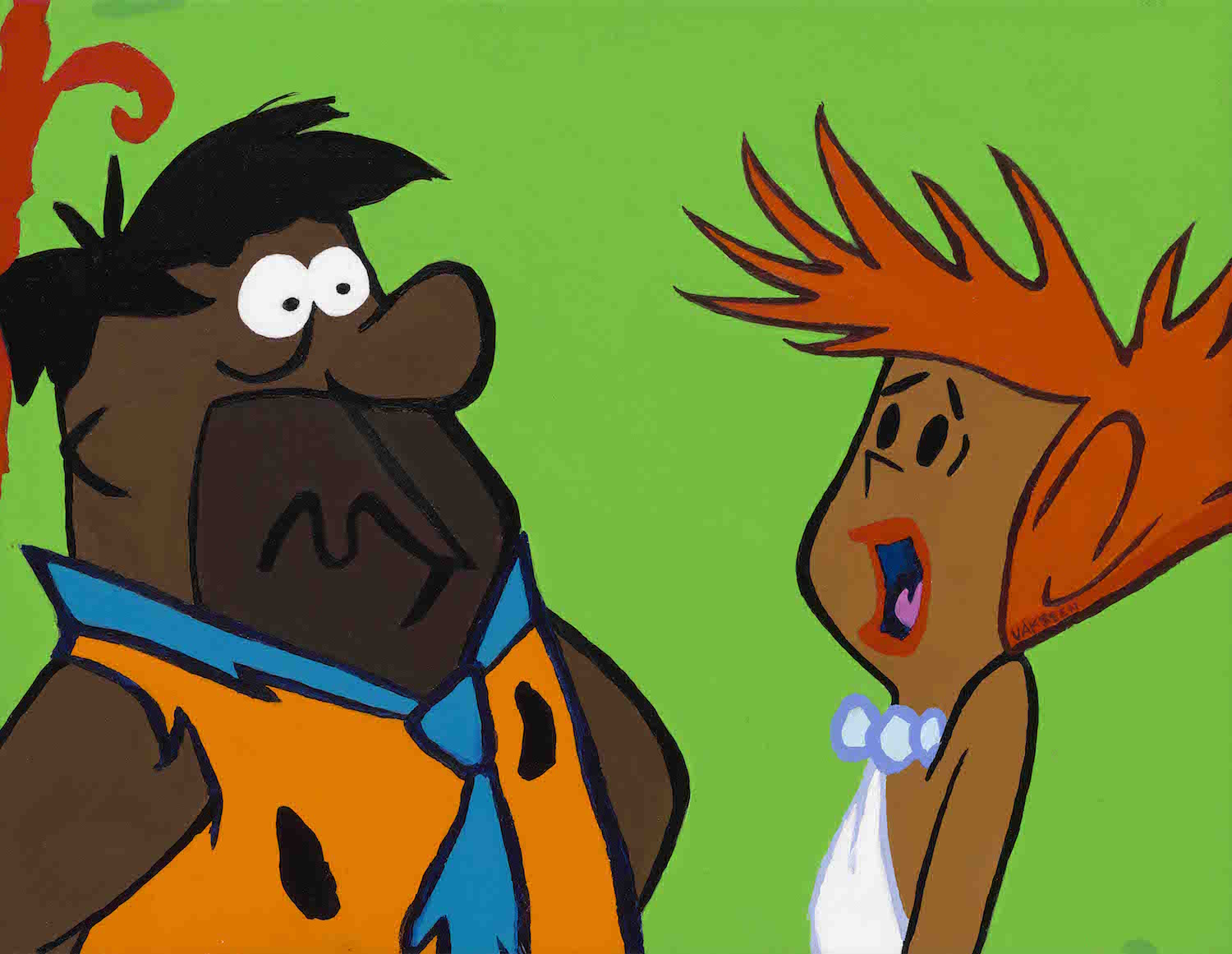 FRED!!! - FOBP - Black Flintstones portrait art - Limited Edition Giclee Art Prints - Vakseen Art