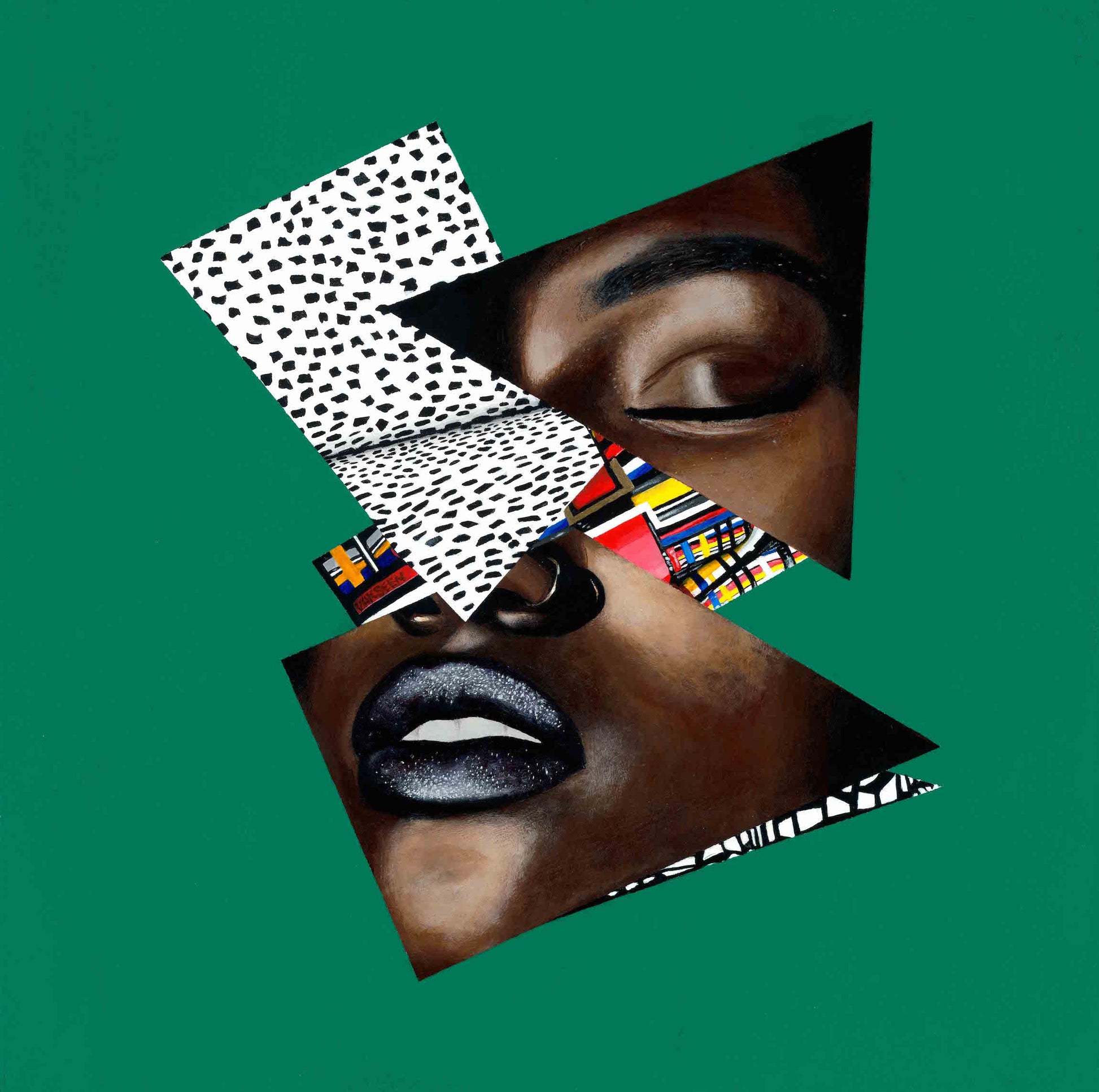 Gold Lives Inside You - Abstract portrait Art - Vanity Pop - Collage Portrait - Limited Edition Giclee Art Print - Vakseen Art