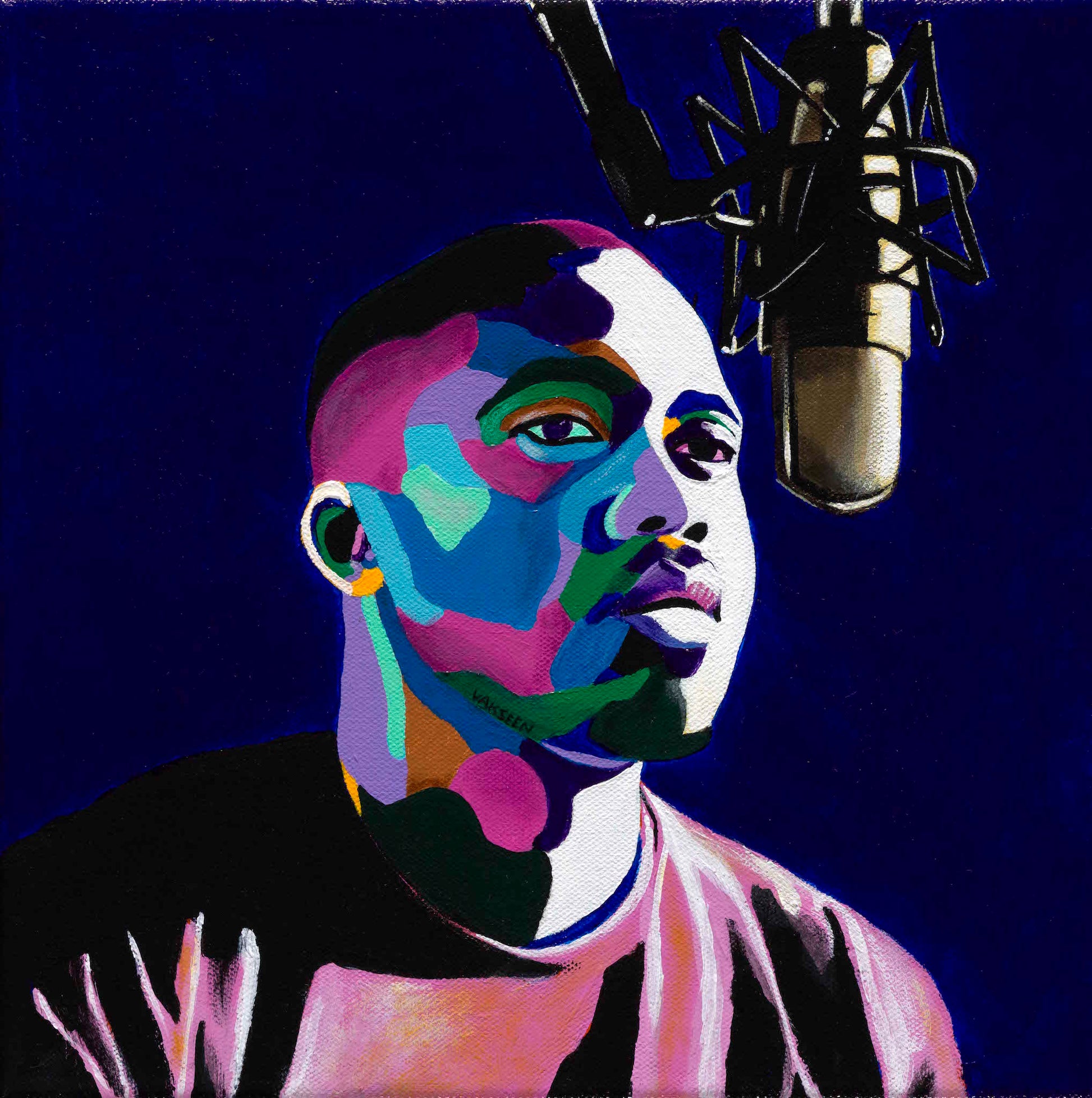 One Mic - Nas Portrait Art - Original Acrylic Painting & Wall Decor - Vakseen Art