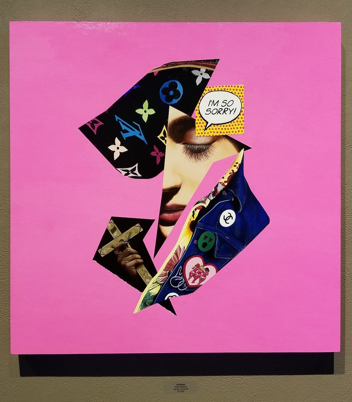 Posh Regrets - Collage Portrait – Original Acrylic Painting – Vanity Pop Series – Wall Decor by Vakseen