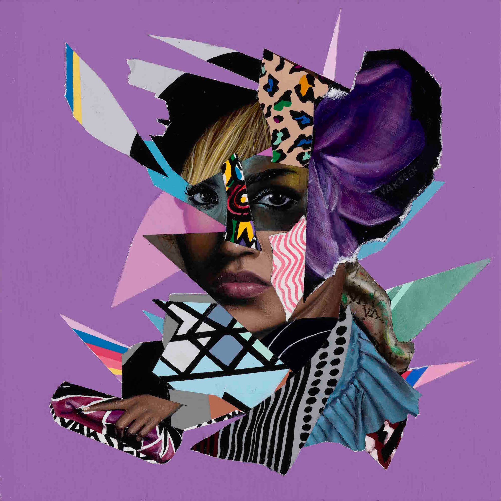 abstract portrait art - collage portrait - Vanity Pop - Limited Edition Giclee Art Print & Wall Decor - Vakseen Art