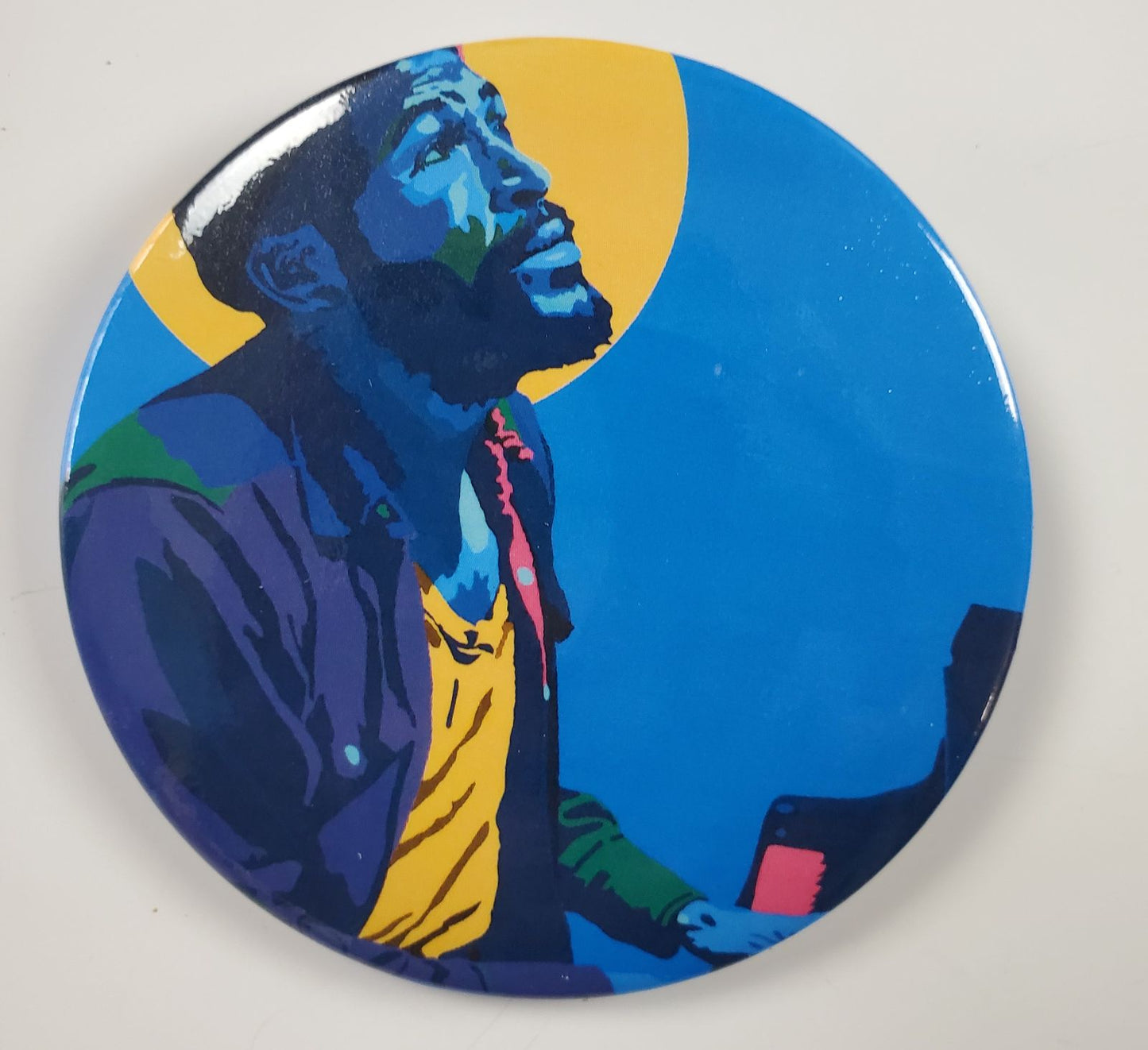 WHAT'S GOIN ON (HALO) - MARVIN GAYE 3" BUTTONS - CUSTOM POP ART BUTTONS FOR FASHION APPAREL