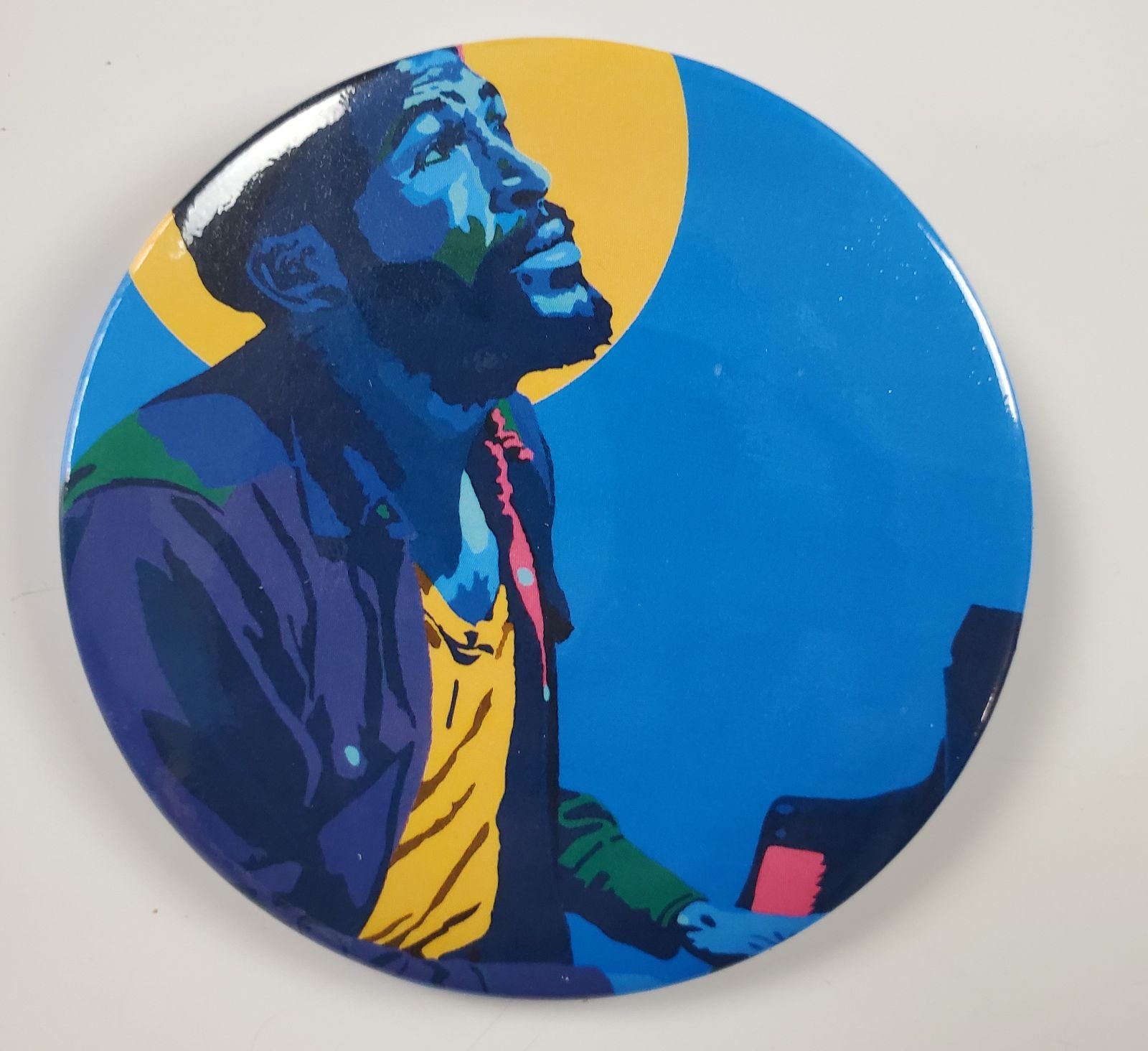 WHAT'S GOIN ON (HALO) - MARVIN GAYE 3" BUTTONS - CUSTOM POP ART BUTTONS FOR FASHION APPAREL