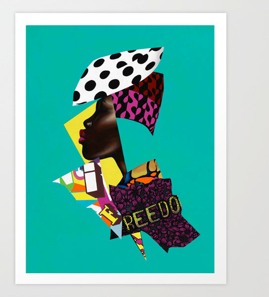 Dreams of Freedom - Abstract portrait Art - Vanity Pop - Collage Portrait - Limited Edition Giclee Art Print - Vakseen Art